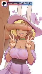 1boy 1girl 1girls 2026 ai_generated artist_name boobs breasts bust chest cock covered_nipples dick double_v dress electroworld epithet_erased erection green_eyes hat heart hetero hi_res high_quality high_resolution highres lorelai_blyndeff mole patreon patreon_username penis stable_diffusion sun_hat testicles tits tongue trembling twitching_penis v w watermark witch_hat