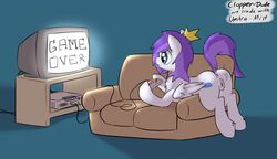 aftersex anus ass clopper-dude console controller cum cum_in_pussy cum_inside cutie_mark equine equine_pussy female game_over hair horse lying my_little_pony on_front original_character pegasus pony pussy signature sofa solo teeth television video_games wings