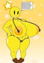 1girl 1girls alphadream big_ass big_breasts huge_breasts mario_(series) mario_and_luigi_(series) nintendo revealing_clothes shoes spoodydood star_sprite starlow starlow_with_a_body thick_ass thick_thighs yellow_body