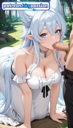 1boy 1girls 2026 ai_assisted ai_generated anime bj blowjob boobs breasts bush bust choker cock dick erection fellatio fenrys hetero hi_res high_quality high_resolution highres lv2_kara_cheat_datta_motoyuusha_kouho_no_mattari_isekai_life oral oral_sex outdoors patreon patreon_username penis pointy_ears skypassion stable_diffusion sucking tits watermark