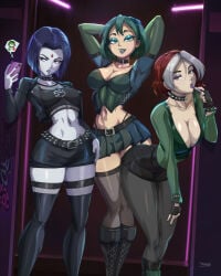 3girls big_breasts clothed clothing color dc dc_comics felox08 female female_focus female_only goth goth_girl gwen_(tdi) hi_res large_breasts light-skinned_female light_skin looking_at_viewer marvel marvel_comics purple_hair raven_(dc) rogue_(x-men) sexy sexy_body sexy_female short_hair solo_female tagme teen_titans thick_thighs total_drama_island x-men