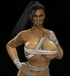 almost_naked bandages big_breasts boobs breasts fit_female huge_breasts mileena mileena_(mk9) mortal_kombat mortal_kombat_(2011) partially_clothed ponytail revealing_clothes seductive sexy_pose sharp_teeth tarkatan
