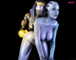 2girls 3d 3d_animation alien alien_girl all_fours animated animated_gif armor artist_name asari bent_over big_breasts black_background blue-skinned_female blue_eyes blue_skin breasts clothed_futanari_nude_female female female_only fugtrup gif helmet humanoid_on_humanoid interspecies lesbian lesbian_sex liara_t'soni mask masked_female mass_effect mass_effect_2 mass_effect_3 nipples no_humans nude nude_female omni-tool open_mouth penetration quarian sex source_filmmaker straight tali'zorah_nar_rayya tongue visible_face yuri