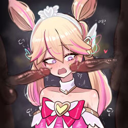 !karryn! 1girls 2boys blush female heart_of_hope_juno juno_(overwatch) male overwatch penis penis_against_face