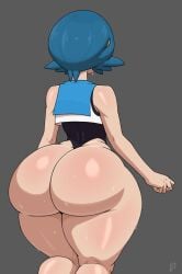 1girls 2026 aged_up ass ass_bigger_than_head ass_focus back_view blue_hair fat_ass game_freak lana_(pokemon) mrn00b0d1 n00b_x5_(lt4l14n0) phat_ass pokemon pokemon_sm short_hair simple_background sweat sweating tagme thicc thick_ass wide_hips