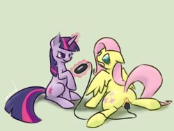 anus ass cutie_mark duo equine female feral fluttershy_(mlp) friendship_is_magic hair horn horse magic my_little_pony nude pegasus penetration ponchuzn pony pussy sex_toy signature spread_legs spreading teeth twilight_sparkle_(mlp) unicorn vaginal_penetration vibrator wings