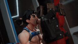 2boys 3d 3d_animation animated animation blowjob deadpool fellatio gay gif hairbun killystein lifted_shirt male/male male_only marvel marvel_comics necklace overwatch overwatch_2 sucking_cock sucking_dick sucking_penis tagme wuyang yaoi