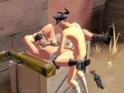 2fort 2fort_(team_fortress_2_map) blush gay_sex gif hat outside_sex scout_(team_fortress_2) sfm smaller_dom_larger_sub soldier_(team_fortress_2) source_filmmaker weapons yaoi