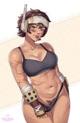 1girls apex_legends bush msmelodine pubic_hair scar tan_skin vantage_(apex_legends)