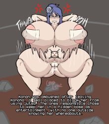 1girls 2d anger_vein angry angry_expression angry_face annoyed annoyed_expression before_sex belly_tattoo big_ass big_breasts biting_lip biting_own_lip blue_hair captured captured_female chubby chubby_female covered_nipples covered_pussy dancing dancing_girl dirt_floor english_text female female_focus female_only flower flower_in_hair guavagrunt hands_behind_head huge_ass huge_breasts inevitable_sex konan naruto_(series) nipples_visible_through_clothing nude nude_female orange_eyes pasties piercing pink_nipples rocks seal seductive_dance sfx slave slave_girl squatting tattoo tattoo_on_belly text thick_thighs thighs wall writing