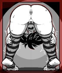 anus ass ass_focus bent_over feet female female_only heels i_can't_sleep looking_at_viewer nervous newdawn130 newworld9 nia presenting_ass pussy surprised_expression sweaty vagina