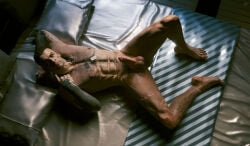 cyberpunk_(series) cyberpunk_2077 erection game_mod hard_on kurt_hansen kurt_hansen_(cyberpunk) male male_focus male_only muscular muscular_male solo solo_focus solo_male tagme_(artist)