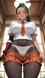 1girl 1girls 2026 ai_generated big_breasts big_thighs black_hair boobs breasts curvy curvy_body curvy_female curvy_figure dark-skinned_female dark_skin female_only gloves huge_breasts huge_thighs large_breasts large_thighs looking_at_viewer necktie nemona_(pokemon) orange_eyes panties pantyhose patreon patreon_username pokemon pokemon_sv ponytail pulling_down_pants shirt shorts shychan solo solo_female solo_focus stable_diffusion stockings tan_body tan_skin thick thick_thighs thighs tie uniform voluptuous voluptuous_body wide_hips