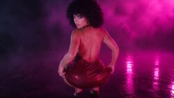 1girls 3d afro ass big_ass dress female grand_theft_auto grand_theft_auto_vi looking_at_viewer looking_back lucia_caminos makeup solo