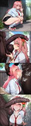 1-a_dot after_oral ai_generated ass before_and_after black_skirt bracelets clothes_around_waist cum_in_mouth cum_in_throat cum_inside cum_on_breasts cum_on_face cum_on_penis dark-skinned_male deepthroat fate/grand_order fate_(series) fellatio_gesture from_side grabbing_balls hair_flower huge_balls huge_breasts huge_cock imminent_oral kiss kissing_balls kissing_testicles looking_at_viewer multiple_views necktie pink_hair red_eyes sneakers thighs throat_fuck veiny_balls veiny_penis white_shirt white_socks