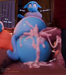 1girls 2boys 3d 3d_(artwork) after_sex age_difference anal anal_sex anonymous_male big_ass big_balls big_breasts big_penis cum cum_inside femboy gay gumball_watterson mother_and_son nicole_watterson size_difference slurpslurps text the_amazing_world_of_gumball