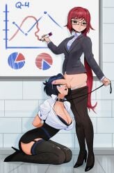 1futanari 1girls big_breasts black_hair blowjob ceo comission job original original_character red_hair tagme