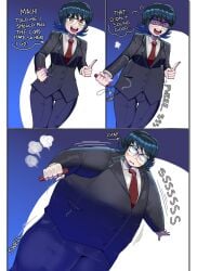 business_suit business_woman comic hunter_x_hunter inflation nuumatic shizuku_murasaki suit_inflation surprised