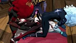 1girl 3boys deepthroat forced_oral foursome gangbang gangrape genshin_impact handjob hilichurls_(species) monster monster_cock ronova_(genshin_impact) tagme thunderanim vaginal_penetration video
