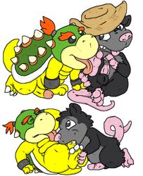 bowser_jr. fellatio guil_bunny hindpaw koopa licking mario_(series) marsupial nintendo no_humans opossum oral oral_sex paws penis scalie sex tagme tongue video_games white_background yaoi