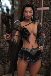 1girls 3d big_breasts black_hair breasts cleavage dc_comics female furbs3d lucy_liu shazam!_fury_of_the_gods shazam_(series) solo staff tagme_(character)