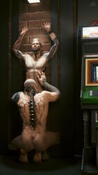2boys cyberpunk_(series) cyberpunk_2077 erection game_mod gay hard_on kerry_eurodyne kurt_hansen kurt_hansen_(cyberpunk) male male_focus male_only muscular muscular_male tagme_(artist)