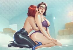 2girls ai_generated avengers big_ass big_breasts black_widow_(marvel) breasts chest curvaceous curvy curvy_figure darcy_lewis digital_media_(artwork) female hips hourglass_figure huge_ass huge_breasts large_ass large_breasts legs light-skinned_female light_skin marvel marvel_cinematic_universe marvel_comics mature mature_female natasha_romanoff phophopho red_hair s.h.i.e.l.d. scarlet_witch_(series) slim_waist thick thick_hips thick_legs thick_thighs thighs thor_(series) voluptuous waist wandavision wide_hips yuri