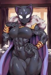 1girls abs ai_generated big_breasts black_panther_(marvel) black_panther_(shuri) clothed clothing cocky69 color female female_focus female_only fit_female hi_res large_breasts looking_at_viewer marvel marvel_tokon:_fighting_souls muscles muscular muscular_female queen sexy sexy_body sexy_female sexy_pose solo solo_female suit superheroine thick_thighs