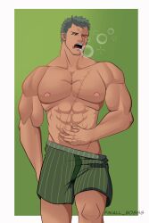 1boy biceps bodybuilder boxers boxers_only broad_shoulders collarbone daddy defined_jawline drooling drunk drunk_bubble earrings finall_bosss handsome handsome_man looking_away male male_only mature_male morning_erection one_piece onepiece pecs_bigger_than_head quadriceps roronoa_zoro trapezius triceps unshaven_face wake_up waking_up yawn yawning