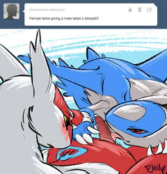 blush claws erection eye_contact eyes female female_latios incest jellybats latias latios licking looking_at_another male nintendo oral oral_sex penis pokemon pokemon_(species) precum red_eyes rule_63 sex smirk straight tongue tongue_out video_games wings yellow_eyes