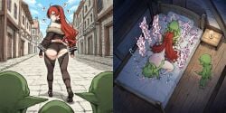 1girls 2koma 3boys ai_generated angry angry_expression angry_face ass ass_grab back_view bedroom before_and_after big_ass big_butt butt city clothed clothed_female clothing completely_nude completely_nude_female double_penetration eris_greyrat from_above goblin goblin_male huge_ass huge_butt implied_fellatio implied_oral indoors instant_loss_2koma intersex interspecies jerking jerking_off jerkingoff legwear light-skinned_female light_skin looking_back mushoku_tensei outside pale-skinned_female pale_skin question_mark red_eyes red_hair size_difference smaller_male taller_female thighs town upscaled walking