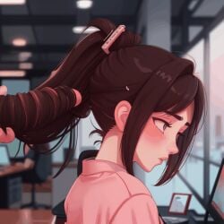 ai_generated animated hair hairjob ponytail