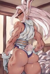 1girls abs ai_generated ass ass_focus back back_view bare_arms bare_legs bare_shoulders bare_thighs bedroom big_ass big_breasts big_butt bunny_ears bunny_girl bunny_tail butt clothed clothing cocky69 color dark_skin dark_skinned_female female female_focus female_only fit_female hi_res huge_ass large_breasts long_hair looking_at_viewer massive_ass miruko muscles muscular muscular_female muscular_legs muscular_thighs my_hero_academia rumi_usagiyama sexy sexy_body sexy_female sexy_pose smug smug_face solo solo_female superheroine thick_thighs white_hair