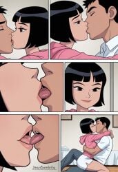 ai_generated ben_10 ben_10_alien_force ben_10_ultimate_alien ben_tennyson breasts cartoon_network comic comic_page condom female jeanbombila666 julie_yamamoto kissing milf oppai