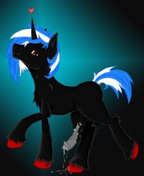 abstract_background black_fur equine erection heart horse horsecock lightning_chaser looking_at_viewer male my_little_pony original_character penis pony precum rule_63