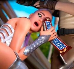 ariana_grande_(fortnite) censored flushed_face food fortnite meme penis_grab snacks snickers taysondragon