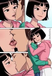 ai_generated ben_10 ben_10_alien_force ben_10_ultimate_alien ben_tennyson breasts cartoon_network comic comic_page condom female jeanbombila666 julie_yamamoto kissing kissing milf oppai tongue
