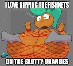 breasts female fishnets huge_breasts orange plant