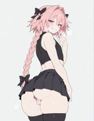 ai_generated astolfo_(fate) before_sex butt_plug fate_(series) femboy femmeup looking_at_viewer male naughty_face shh shushing sissy standing