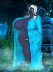 bakaras breasts chubby draenei ghost gown hair large_breasts pubes selanaar warcraft white_hair world_of_warcraft