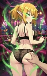 1girls ai_generated ass ass_focus aura black_panties breasts club elf_ears hair mizuhashi_parsee panties sparkles touhou yellow_hair