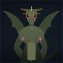 armored_core armored_core_6 armored_core_vi:_fires_of_rubicon big_tits blue_background breasts busty busty_female busty_girl dragon dragon_female dragon_girl dragon_horns dragon_wings emblem female female_only furry furry_female huge_boobs huge_breasts in_game ingame lactation milk milk_drip nipples red_eyes scalie scalie_female screenshot