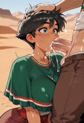 1boy 1boy1girl 1girls ai_generated big_breasts black_hair blowjob countryhumans countryhumans_girl digbyai fellatio female female kerchief male male/female mexico_(countryhumans) mexico_(digbyai) neckerchief oral penis poncho short_hair straight tan_skin tomboy