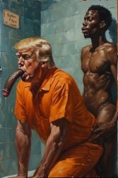 ai ai_generated black black_body black_dick dick doggy_style donald_trump gay penis politics prison skewer