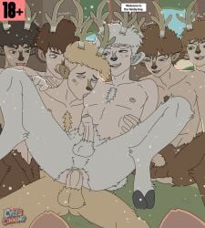 6boys 8boys animal_legs antlers assimilation brother brothers cheek_markings chest_fur cyles_cinning deer deer_boy deer_ears deer_legs deer_nose dominant_bottom dominant_penetrated faun forced_penetration forced_to_penetrate forest forest_background gay grass group_sex male male/male male_only original original_artwork original_character original_characters power_bottom submissive_penetrating submissive_top text text_box transformation transformation_sequence transformation_through_sex trapped trees