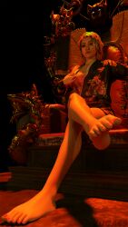 3d 4k asian asian_clothing asian_female blender blonde_female blonde_hair blonde_hair blonde_hair_female breasts breasts brown_eyes clothed clothes_pull clothing crossed_legs curled_hair curly_hair dbd dead_by_daylight feet feet_focus female female_human female_only front_view japanese japanese_clothes japanese_clothing legs legs_crossed looking_at_viewer looking_down looking_down_at_viewer medium_hair nail_polish nipples png presenting_feet sitting smirk solo solo_female thighs throne toes yui_kimura zuga69