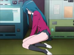 4:3 all_fours animated anus approximated_aspect_ratio ass blue_hair censored clothing feet female kawashima_ami legs long_hair mosaic_censoring no_panties pussy school_uniform shoes skirt socks solo thighs toradora! vending_machine