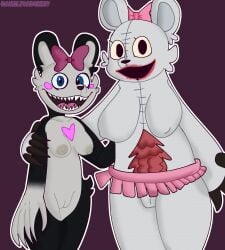 2girls anthro bear bear_ears bear_girl big_breasts blue_eyes breasts canelitabunny chubby chubby_anthro chubby_female creepy_smile dark_deception dark_deception:_chapter_4 female first_porn_of_character furry mama_bear_(dark_deception) milf miss_bo miss_bo_(mr._hopp's_playhouse) mr._hopp's_playhouse mr_hopps_playhouse open_mouth panda panda_bear pink_ribbon ribbon smile_at_viewer smiling