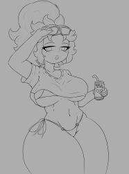big_ass big_breasts big_thighs bikini brawl_stars cosplay female gta_vi_cover_girl image_reference janet_(brawl_stars) peni reference_image sketch thong