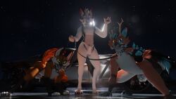 3d_(artwork) absurd_res anthro bodily_fluids bulge canid canine car chastity_cage chastity_device clothing digital_media_(artwork) femboy fox genital_fluids genitals group hi_res horn lagomorph male mammal muzzle_(object) muzzled outside penis precum rabbid_foulfellow_(sanythefox) sany_van_fox sanythefox sol_heylyn_(sanythefox) trio underwear vehicle wings wolpertinger